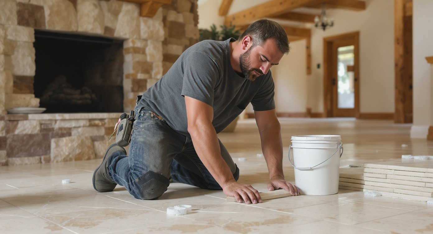 Natural stone tile installation in San Antonio
